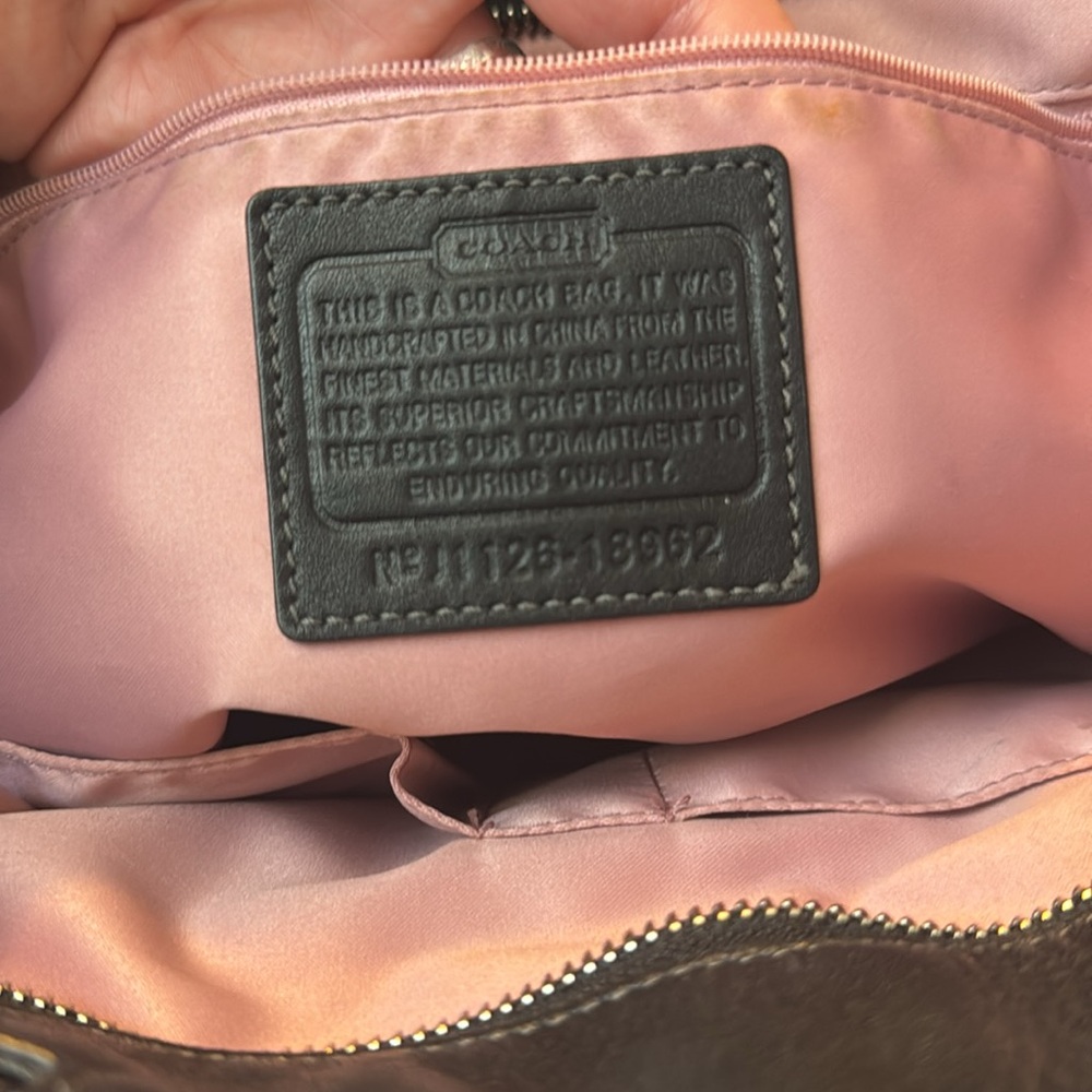 Coach Black Leather Tote with Patent Trim - Picture 4 of 13